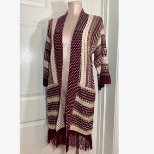 Ella Moon Open Knit Cardigan Boho Chic Kimono Duster